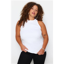 Beyaz Halter Yaka Basic Örme Atlet TBBSS23CV00001