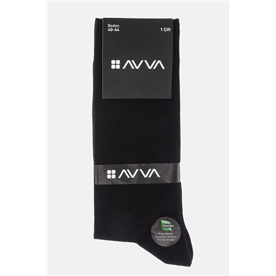 Avva Erkek Siyah Düz Bambu Soket Çorap B008501
