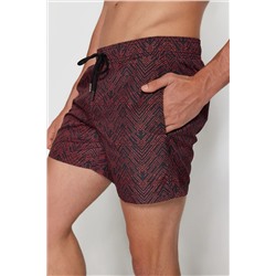 TRENDYOL MAN Siyah-Turuncu Standart Boy Geometrik Mayo Deniz Şortu TMNSS22DS0011