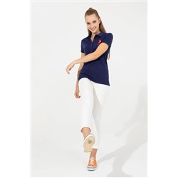 Kadın Lacivert Basic Polo Yaka Tişört