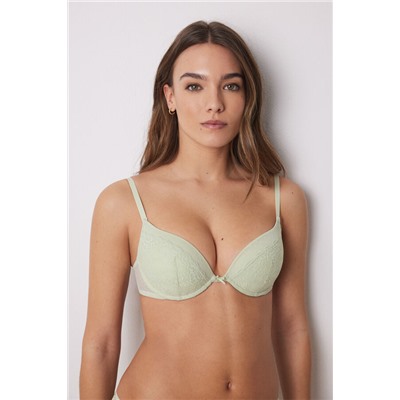 GORGEOUS Sujetador push up relleno encaje tul plumeti verde