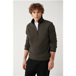 Antrasit Dik Yaka Soğuğa Dayanıklı Yarım Fermuarlı Regular Fit Standart Kesim Polar Sweatshirt