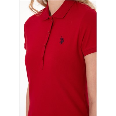Kadın Kırmızı Basic Polo Yaka Tişört