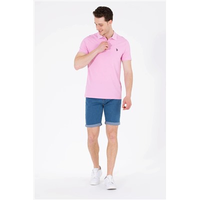 Erkek Açık Pembe Polo Yaka Basic T-Shirt