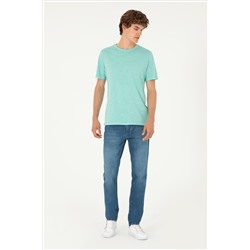Erkek Regular Fit Bisiklet Yaka Mint Basic Tişört