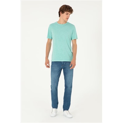 Erkek Regular Fit Bisiklet Yaka Mint Basic Tişört