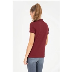 Kadın Vİşne Basic Polo Yaka Tişört