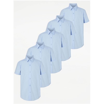 Light Blue Boys Short Sleeve School Shirt 5 Pack