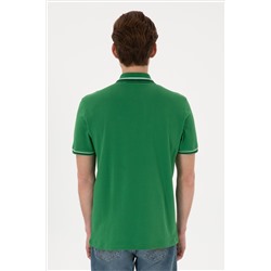 Erkek Regular Fit Polo Yaka Yeşil Basic Tişört