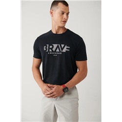 Avva, Erkek Antrasit Bisiklet Yaka Baskılı Soft Touch T-shirt A41y1138