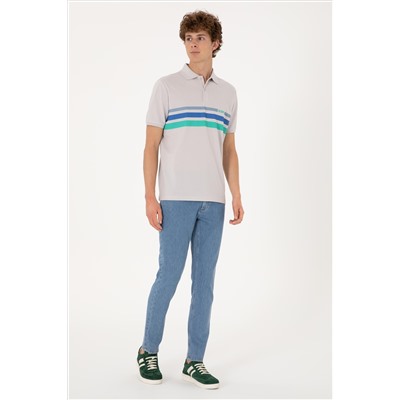 Erkek Regular Fit Polo Yaka Açık Gri Tişört