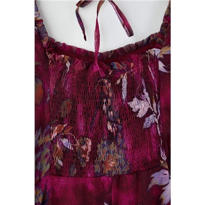 Bordo-Çok Renkli Şifon Mini Dokuma Büyük Beden Elbise TBBAW26AH00004