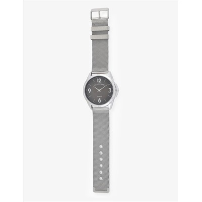 MENS SILVER MESH STRAP WATCH