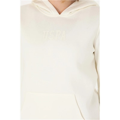 Kadın Ekru Kapüşonlu Basic Sweatshirt