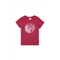 Erkek Çocuk Vişne Basic Bisiklet Yaka Tişört