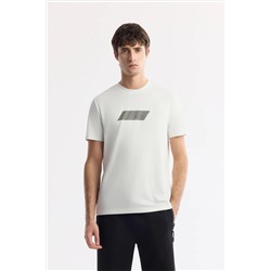 Avva, Erkek Beyaz Bisiklet Yaka Hareketli Hologram Baskılı Shoft Touch T-Shirt A51Y1031