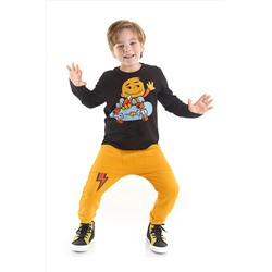 Denokids Skate Thunder Erkek Çocuk Siyah T-shirt Pantolon Takım CFF-22S1-107