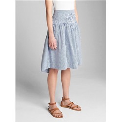 High Rise Stripe Smocked Skirt