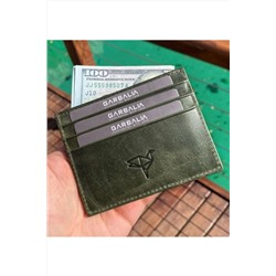 Garbalia, Unisex Yeşil Madalyon Crazy Deri Kartlık Cüzdan