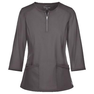 Butter-Soft Scrubs by UA™ 3/4 Sleeve Zip Front Scrub Top