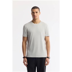 Avva, Erkek Taş Soft Touch Bisiklet Yaka Flamlı Basic T-shirt B001031