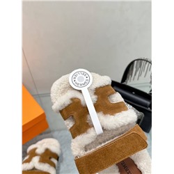 Меховые женские шлепки Herme*s Chypr*e
