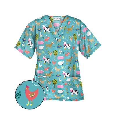 UA On The Farm Amazing Aqua Scrub Top