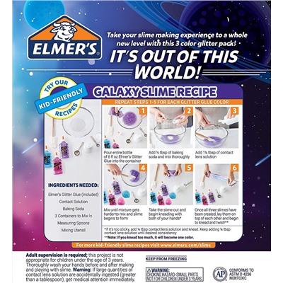 Elmer’s Glue Deluxe Slime Starter Kit, Clear School Glue & Glitter Glue Pens, 3 Count