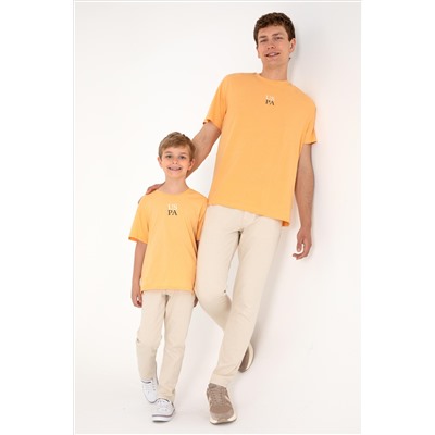 Erkek Comfort Fit Bisiklet Yaka Turuncu Tişört