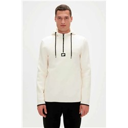 Bad Bear, Defence Half-zip Hoodie Marshmallow Beyaz Yarım Fermuarlı Kapüşonlu Erkek Sweatshirt