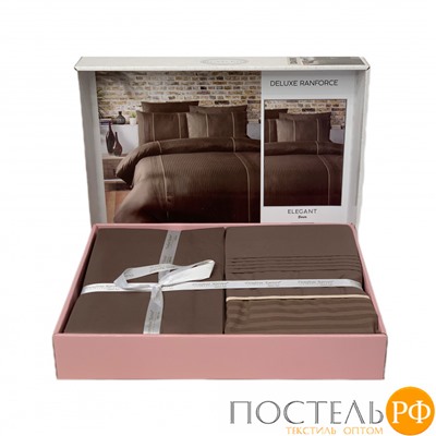 Постельное белье "Карвен" DELUXE DARK ранфорс евро (Elegant Brown)
