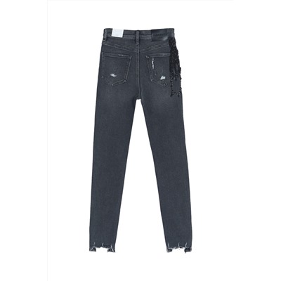 Vaquero skinny fit de tiro alto Negro