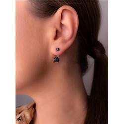 Серьги-пусеты из серебра с фианитами родированные 925 пробы С-7294р216
