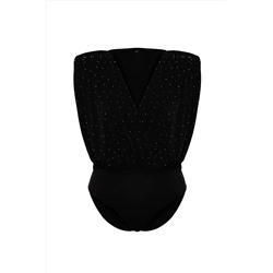 Siyah Taş Detaylı Örme Body TBBSS24CS00000