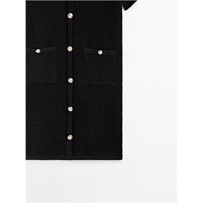 Vestido corto punto mini boucle botones