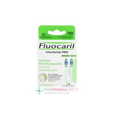 Fluocaril Brosse à Dents Interdental PRO Système Interchangeable Medium Kit de Recharge