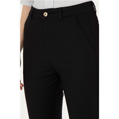 Kadın Siyah Toothpick Fit Kanvas Pantolon
