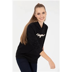 Kadın Siyah Kapüşonlu Sweatshirt