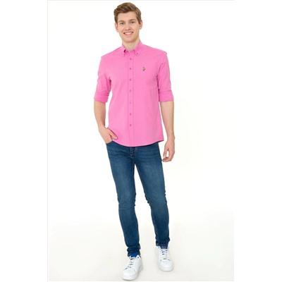 Erkek Pembe Uzun Kollu Basic Gömlek