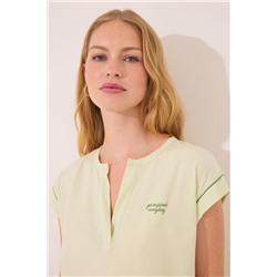 Pijama manga corta  algodón estampado verde