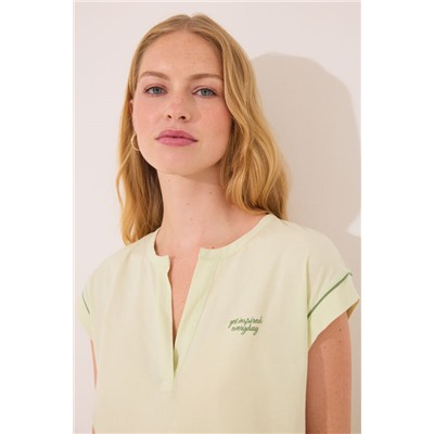 Pijama manga corta  algodón estampado verde