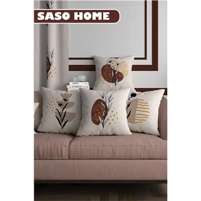 SasoHome Spring Flowers Desenli 3d Dijital Baskılı 4 Lü Dekoratif Hediyelik Kırlent Kılıfı - Yastık Kılıfı Saso-4001