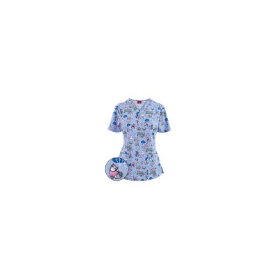 Dickies EDS Scrubs Dog Park Days Print Top