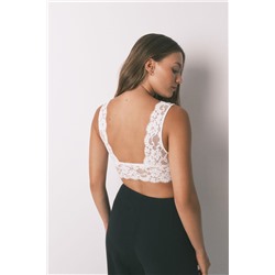 Sujetador bralette halter encaje beige