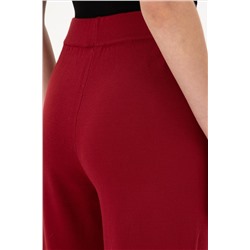 Kadın Vişne Loose Fit Triko Pantolon