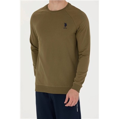 Erkek Haki Basic Sweatshirt