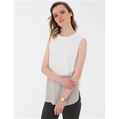 Ekru Regular Fit Kolsuz Bluz