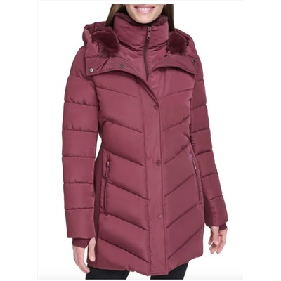 CALVIN KLEIN Faux Fur Trim Puffer Jacket
