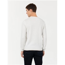 Ekru Regular Fit Bisiklet Yaka Triko Kazak