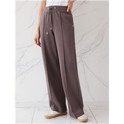 Прямые трикотажные брюки на резинке из футера двухнитки эластичные